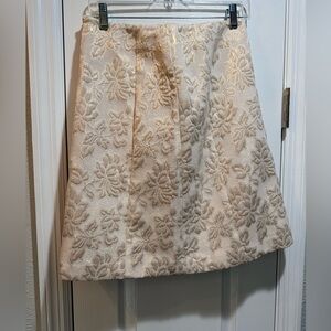 Harold's Shimmery Gold and Cream Floral A-Line Skirt NWT